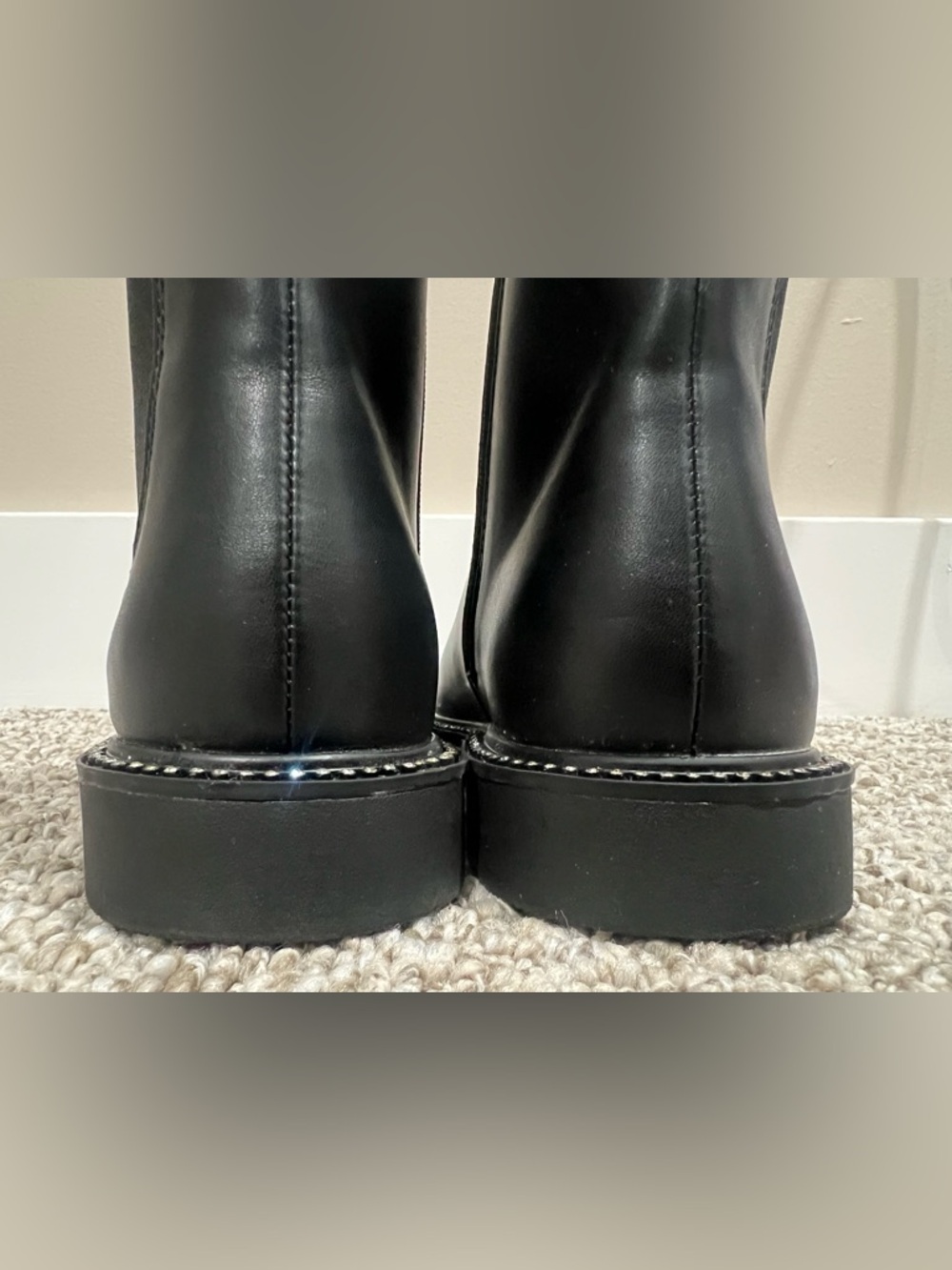 ZARA Black Chelsea Ankle Boots Studded Sole Zip Kids Size US 2 EU 33 - Picture 8 of 10